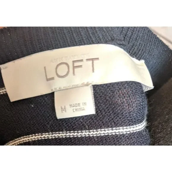 Ann Taylor Loft Navy Blue and White Striped Sweater medium - Picture 4 of 4